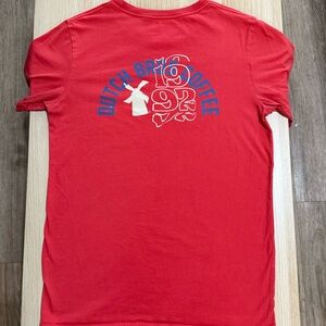 Dutch Bros Red Short Sleeve Tee with Blue and White Logo